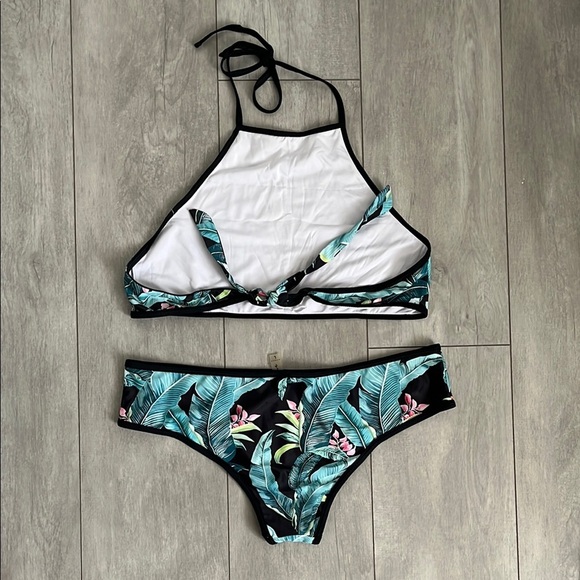 CUPSHE Tropical Leaf Print Swimsuit Bikini Set, Size L - Picture 7 of 9